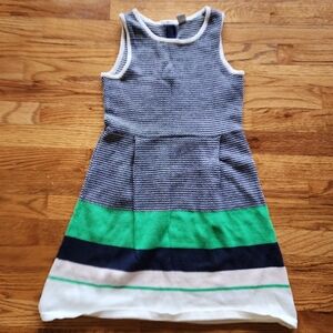 Janie and Jack Sleeveless Dress - Navy, Green, and White Size 8